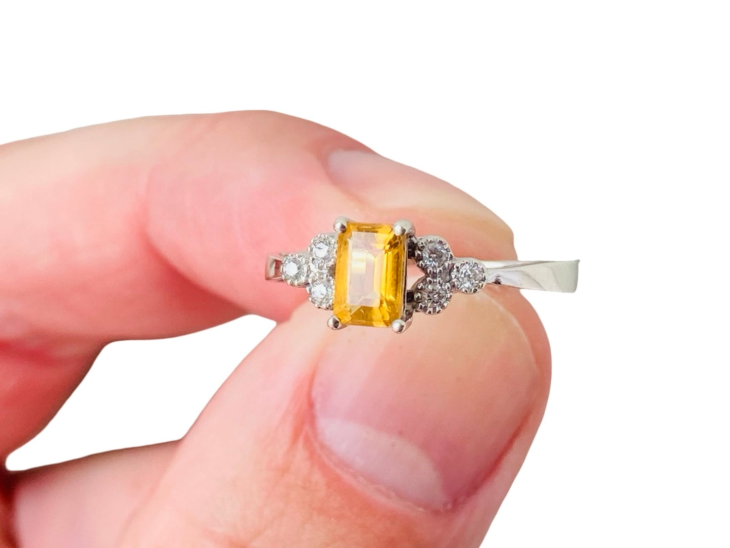 9ct Gold Citrine & Diamond Ring