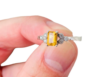 9ct Gold Citrine & Diamond Ring