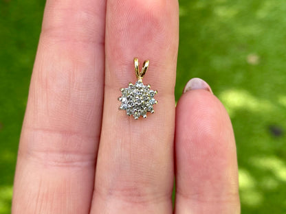 9ct Gold Diamond Cluster Pendant