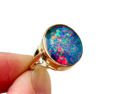 Vintage 9ct Gold Opal Triplet Ring