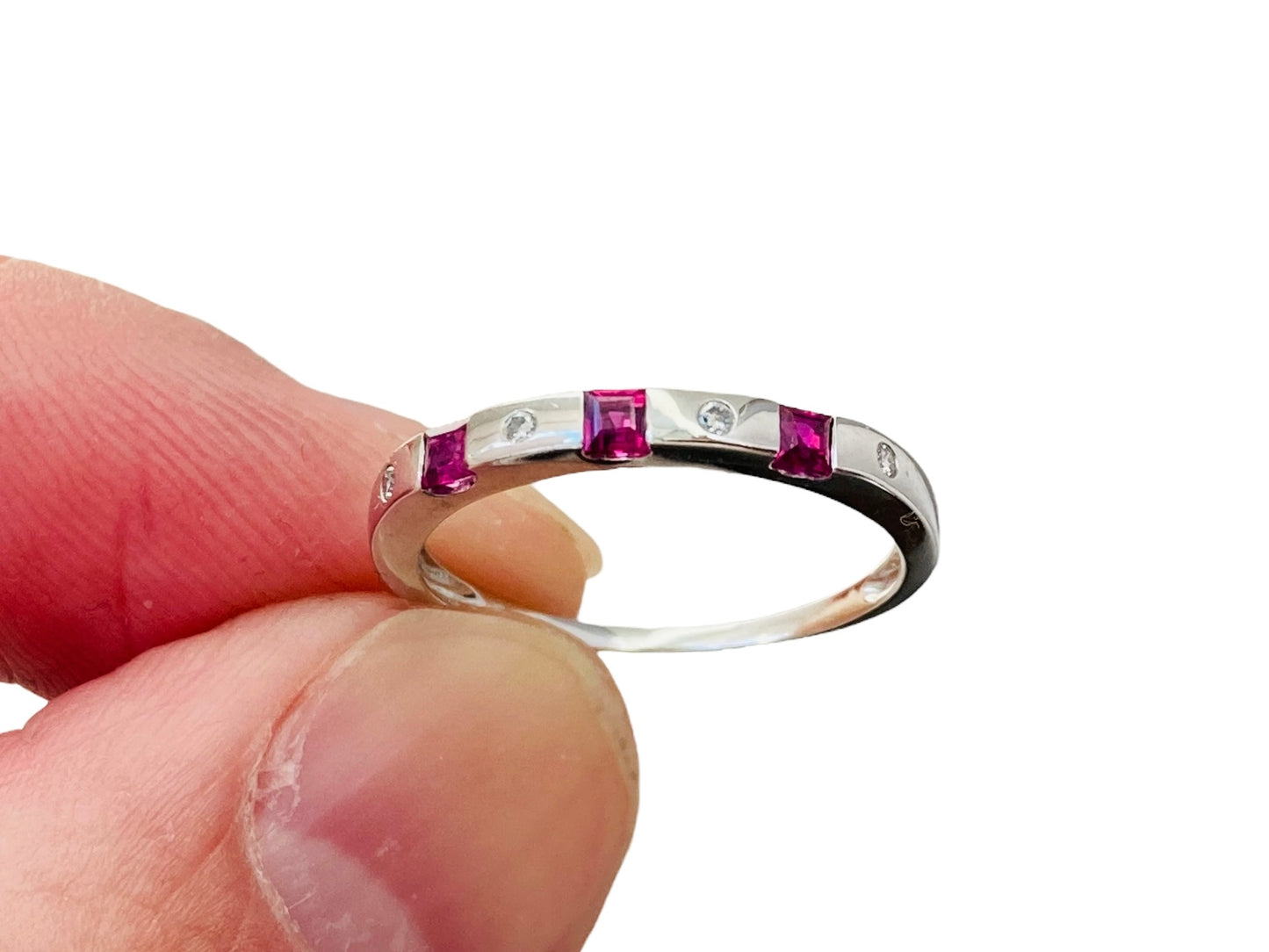 9ct Gold Ruby & Diamond Stacking Ring