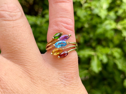 Vintage 9ct Gold Multi-Gemstone Ring