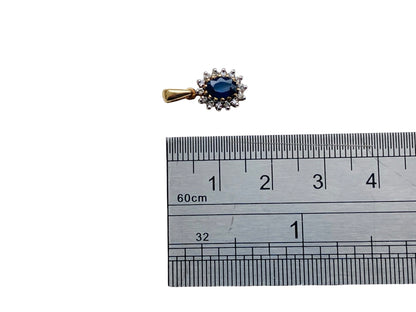 9ct Gold Sapphire & Diamond Pendant
