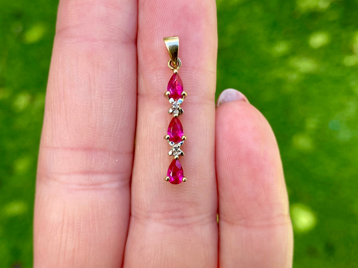 9ct Gold Ruby & Diamond Pendant