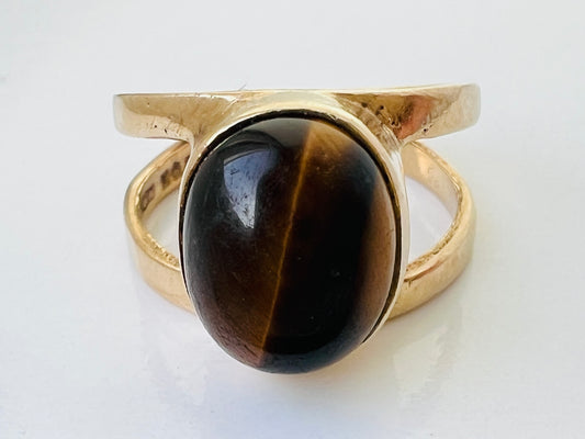 Vintage 9ct Gold Tigers Eye Ring