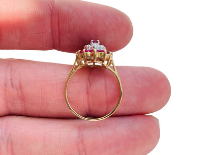 Vintage 9ct Gold Ruby & Diamond Ring
