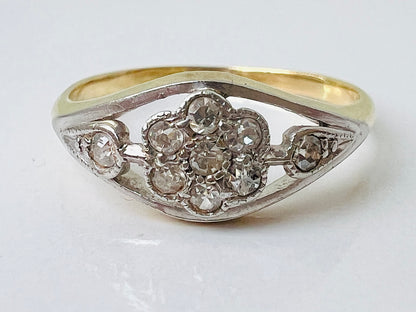 Antique 18ct Gold Diamond Daisy Ring
