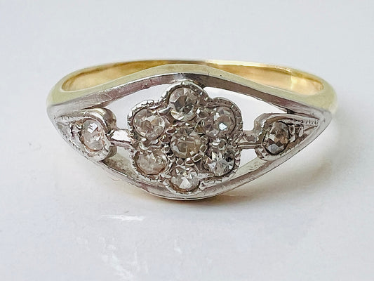 Antique 18ct Gold Diamond Daisy Ring