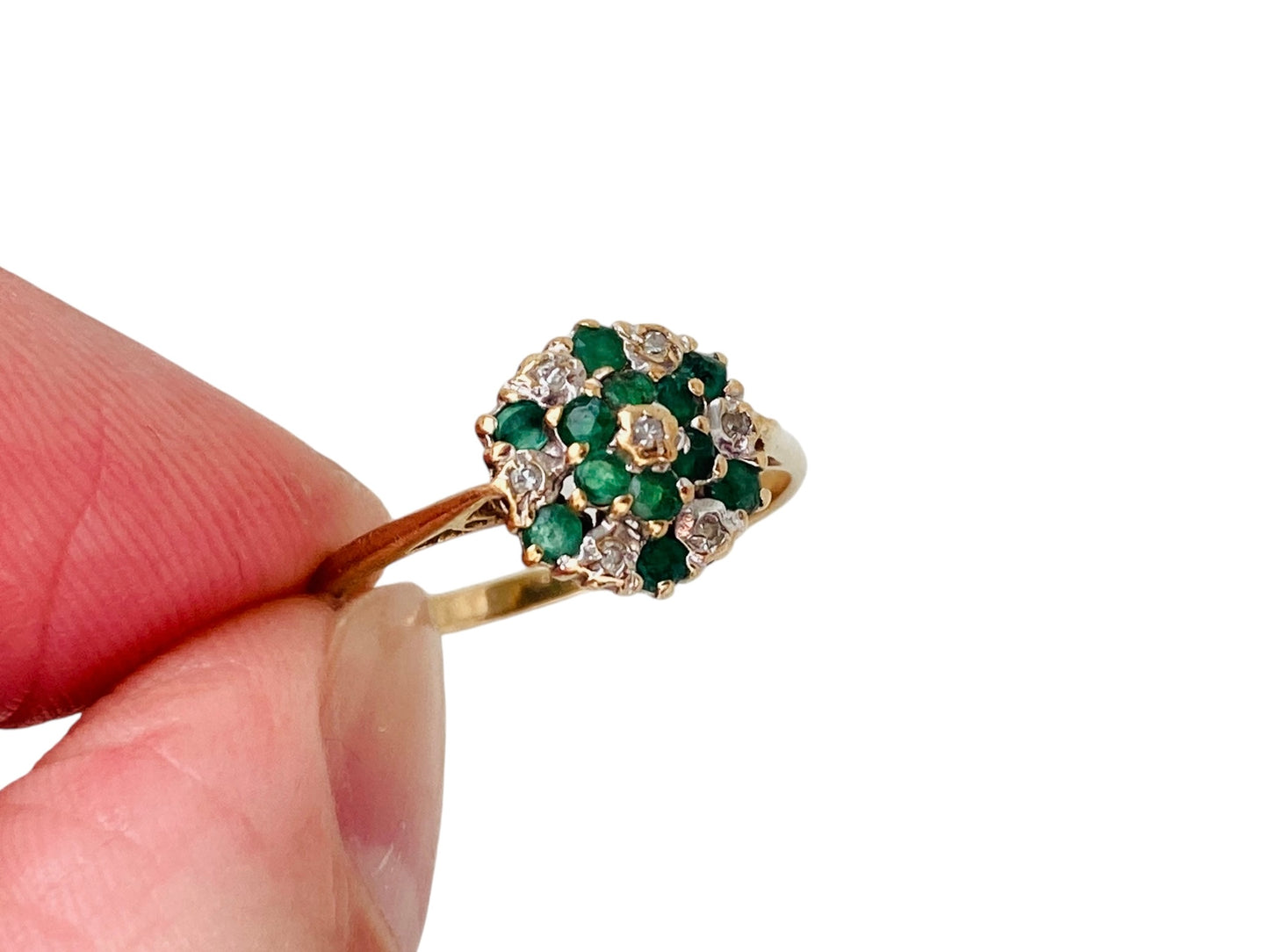 9ct Gold Emerald & Diamond Ring