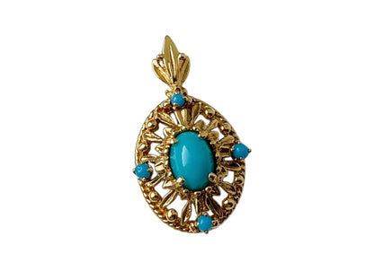 Vintage 9ct Gold Turquoise Pendant