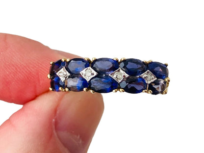 9ct Gold Iolite & Diamond Ring