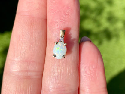 10ct Gold Opal & Diamond Pendant