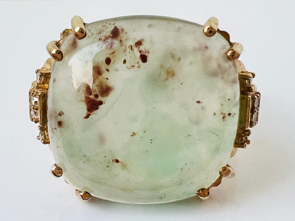 9ct Gold Aquaprase & Diamond Ring