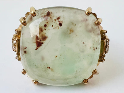 9ct Gold Aquaprase & Diamond Ring