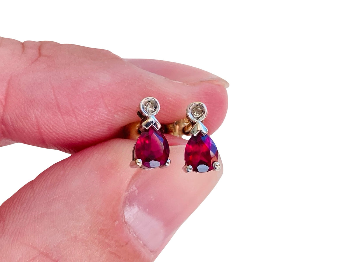 9ct Gold Ruby & Diamond Earrings