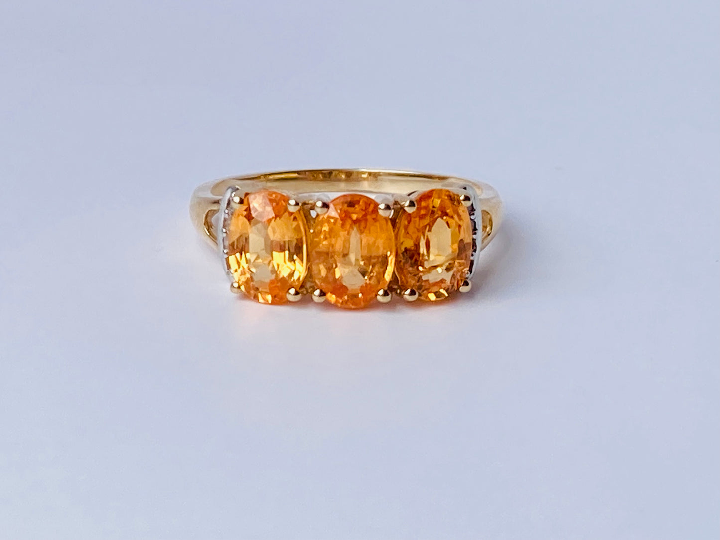 9ct Gold Spessartite Garnet & Diamond Ring