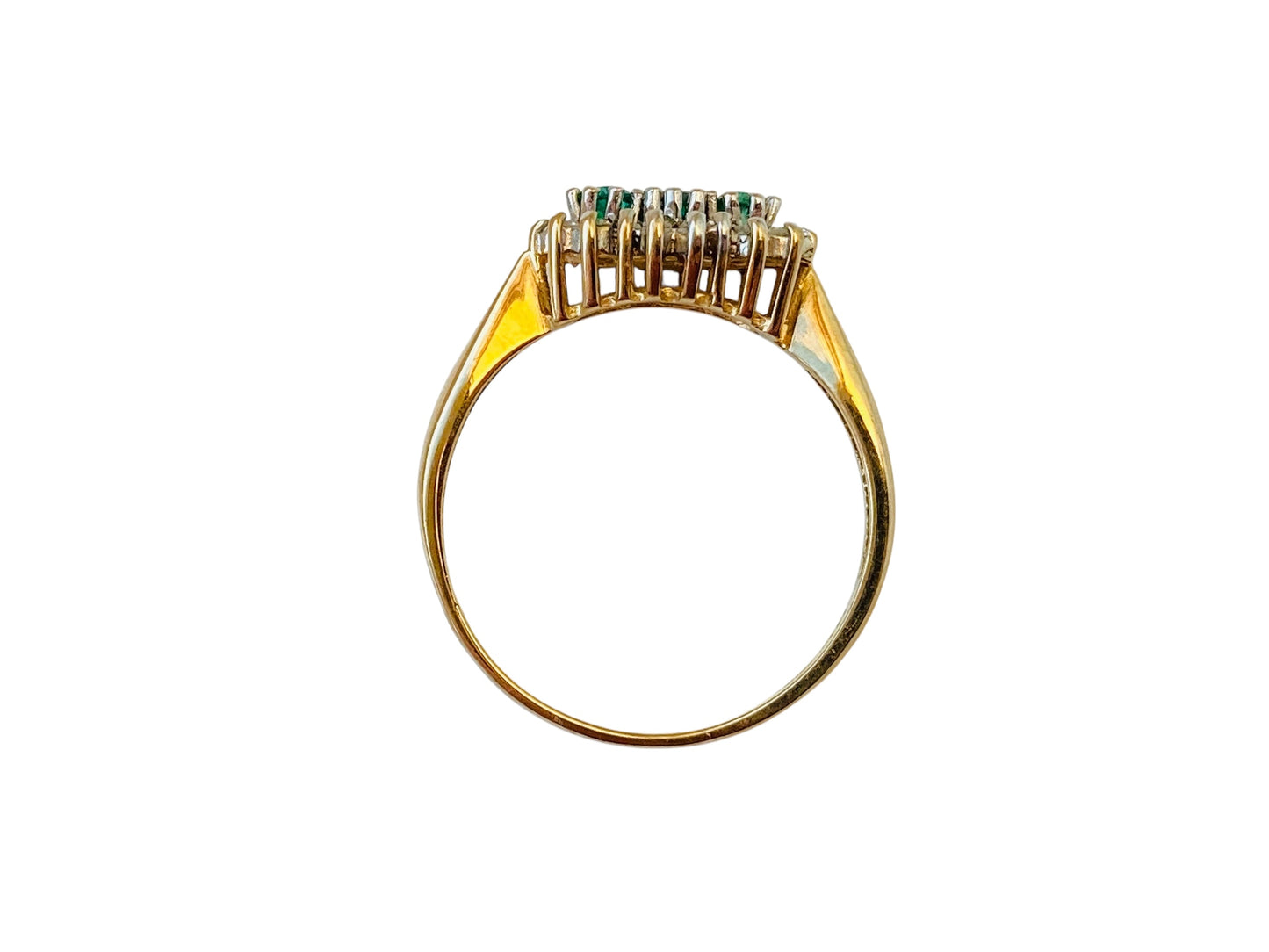9ct Gold Synthetic Emerald & Diamond Ring