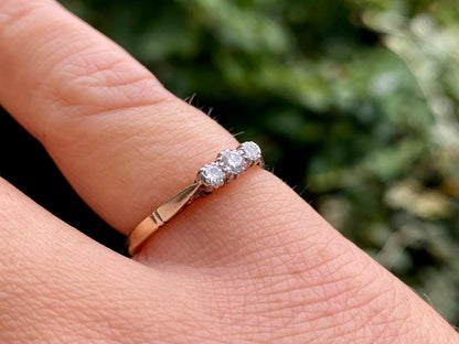 Antique 9ct Gold & Platinum Diamond Ring