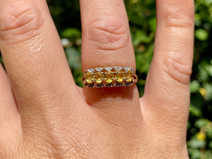 9ct Gold Yellow Sapphire & Diamond Ring