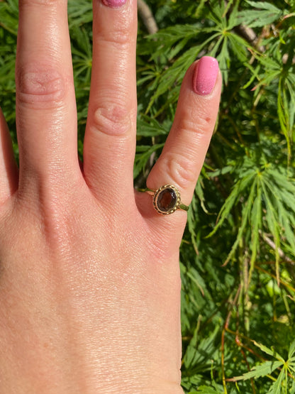 Vintage 9ct Gold Smoky Quartz Ring