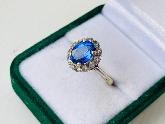 Vintage 9ct Gold Sapphire & Paste Ring