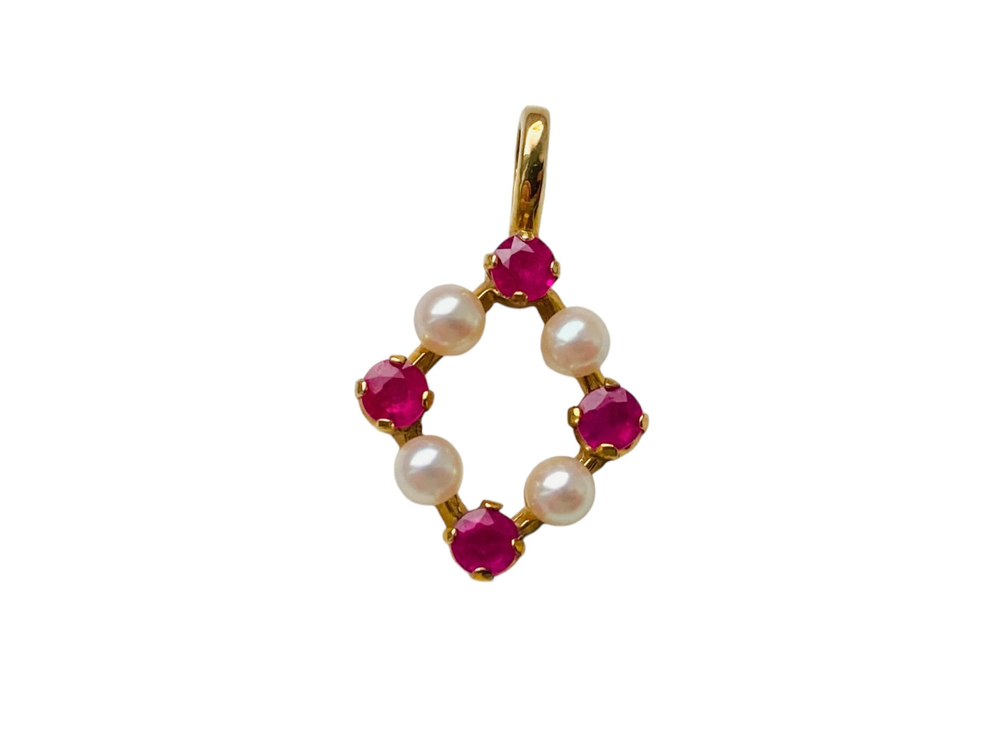 9ct Gold Ruby & Pearl Pendant