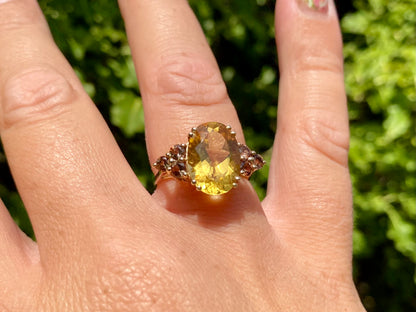 9ct Gold Citrine & Zircon Ring