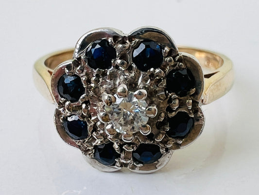 9ct Gold Sapphire & Diamond Ring