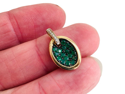 9ct Gold Emerald & Diamond Pendant