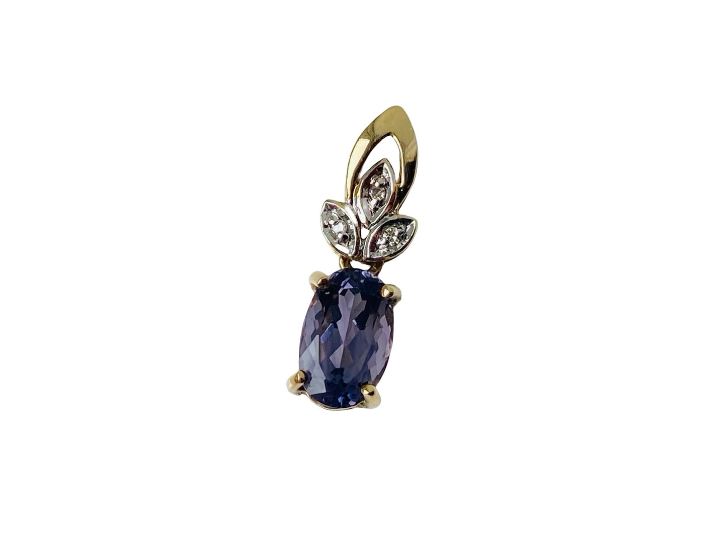 9ct Gold Iolite & Diamond Pendant