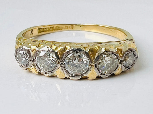 Vintage 18ct Gold Five-Stone Diamond Ring
