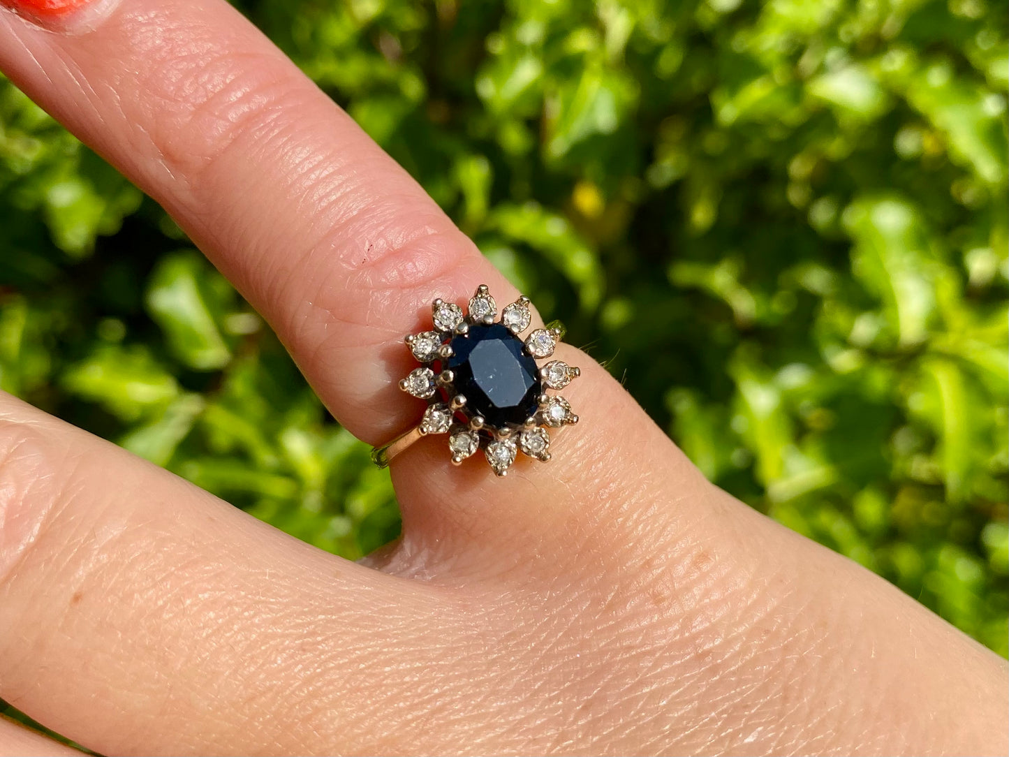 Vintage 9ct Gold Sapphire & Diamond Ring