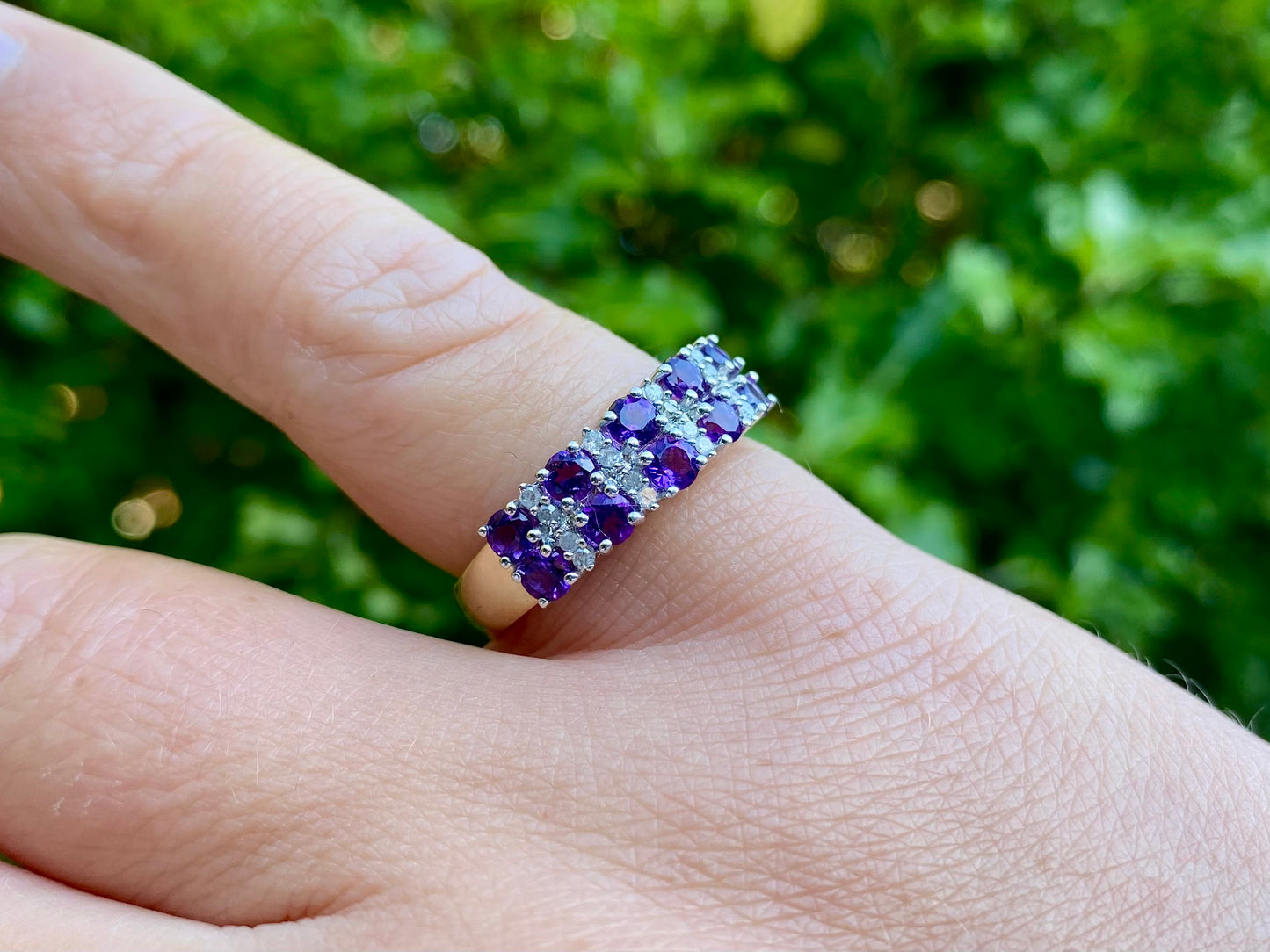 9ct Gold Amethyst & Diamond Ring
