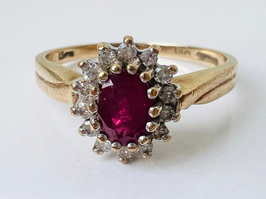 9ct Gold Ruby & Diamond Ring