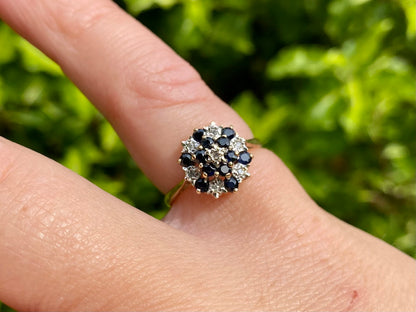 Vintage 9ct Gold Sapphire & Diamond Ring