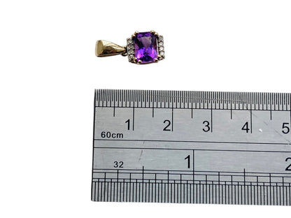 9ct Gold Amethyst & Diamond Pendant