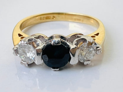 18ct Gold Sapphire & Diamond Trilogy Ring