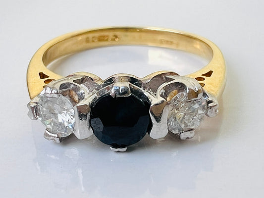 18ct Gold Sapphire & Diamond Trilogy Ring