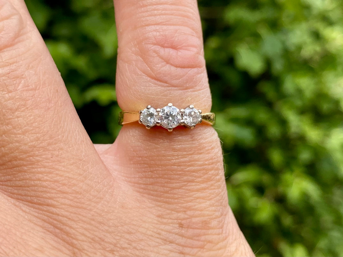 Vintage 18ct Gold 0.50ct Three-Stone Diamond Ring