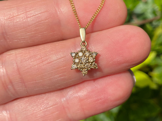 9ct Gold Champagne Diamond Pendant With Necklace