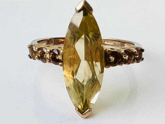 9ct Gold Lemon Quartz & Citrine Ring