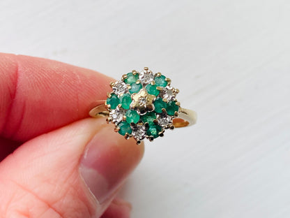 9ct Gold Emerald & Diamond Ring