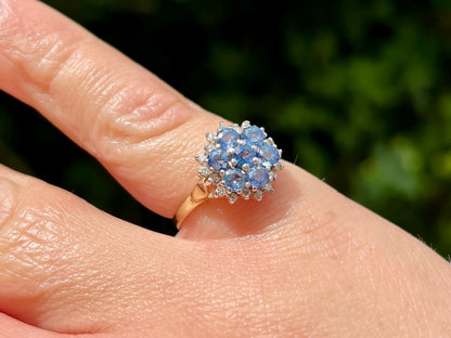Vintage 9ct Gold Sapphire & Diamond Ring