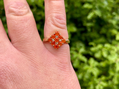 9ct Gold Fire Opal & Diamond Ring