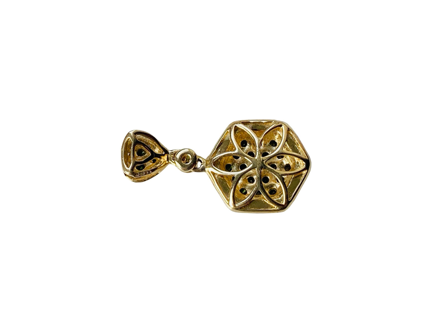 9ct Gold Green & White Diamond Pendant