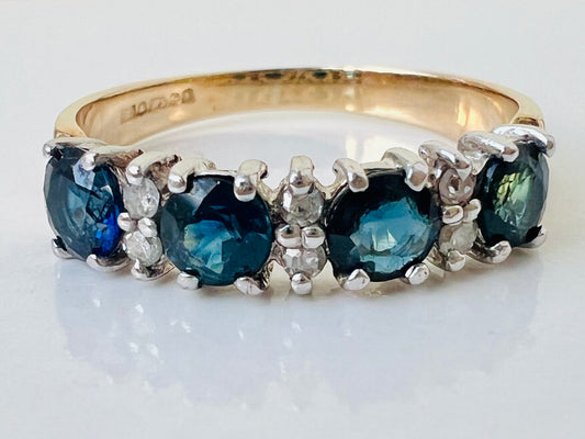 Vintage 9ct Gold Sapphire & Diamond Ring