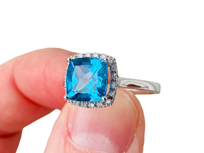 9ct Gold Topaz & Diamond Halo Ring
