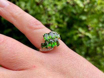 9ct Gold Diopside & Diamond Ring