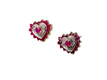 9ct Gold Ruby & Diamond Earrings