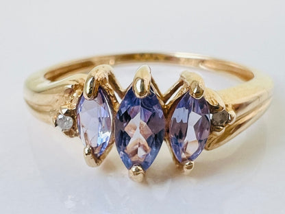 10ct Gold Tanzanite & Diamond Ring